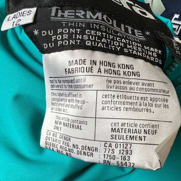 Vintage ski suit reversible NEW w tags. FERA Teal white snowsuit 12 - Picture 10 of 13